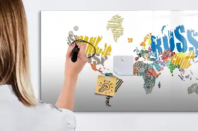 Tekstowa mapa świata tablica magnetyczna z pisakiem