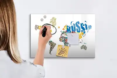 Tekstowa mapa świata tablica magnetyczna z pisakiem