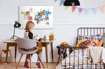 Tekstowa mapa świata tablica magnetyczna z pisakiem
