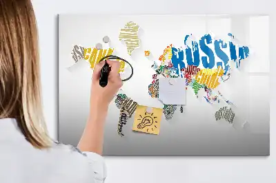 Tablica magnetyczna do pisania tekstowa mapa świata
