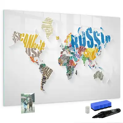 Tablica magnetyczna do pisania tekstowa mapa świata