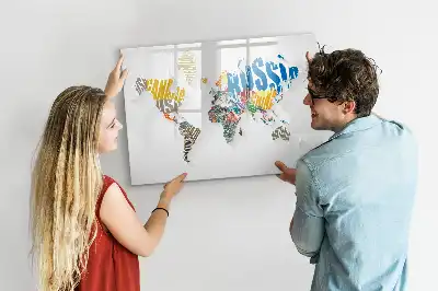 Tablica magnetyczna do pisania tekstowa mapa świata