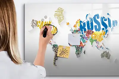 Tablica magnetyczna do pisania tekstowa mapa świata