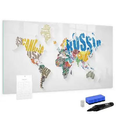 Tablica magnetyczna do pisania tekstowa mapa świata