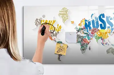 Tablica magnetyczna do pisania tekstowa mapa świata
