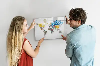 Tablica magnetyczna do pisania tekstowa mapa świata