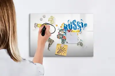 Tablica magnetyczna do pisania tekstowa mapa świata