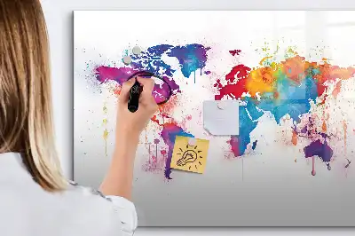 Mapa świata tablica magnetyczna z pisakiem