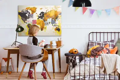 Tablica magnetyczna z motywem abstrakcyjnej mapy świata
