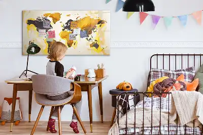 Tablica magnetyczna z motywem abstrakcyjnej mapy świata