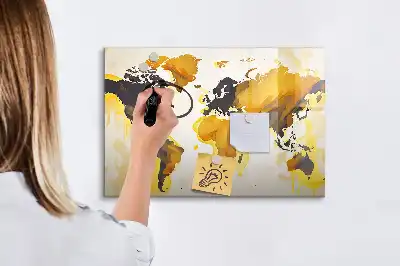 Tablica magnetyczna z motywem abstrakcyjnej mapy świata
