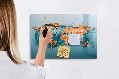Tablica magnetyczna z pisakiem z motywem abstrakcyjnej mapy świata
