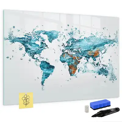 Wodna mapa świata tablica magnetyczna do pisania