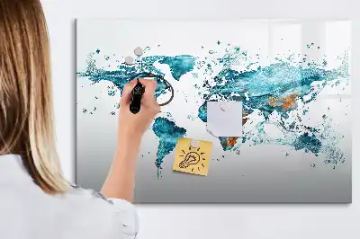 Wodna mapa świata tablica magnetyczna do pisania