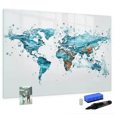 Wodna mapa świata tablica magnetyczna do pisania