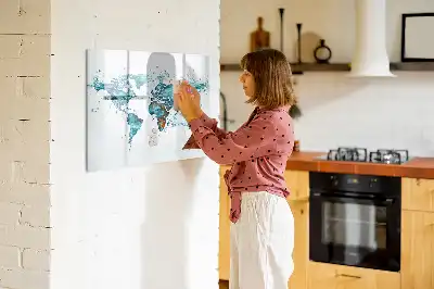 Wodna mapa świata tablica magnetyczna do pisania