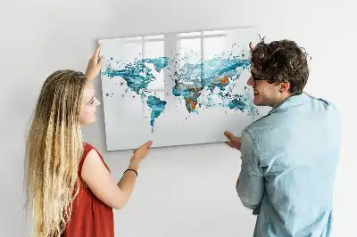 Wodna mapa świata tablica magnetyczna do pisania