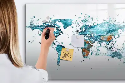 Wodna mapa świata tablica magnetyczna do pisania