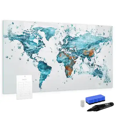 Wodna mapa świata tablica magnetyczna do pisania