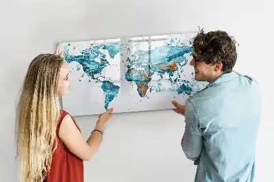 Wodna mapa świata tablica magnetyczna do pisania