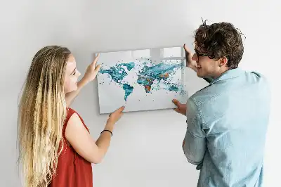 Wodna mapa świata tablica magnetyczna do pisania