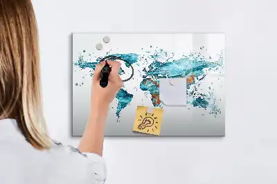 Wodna mapa świata tablica magnetyczna do pisania