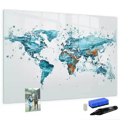 Wodna mapa świata tablica magnetyczna do pisania