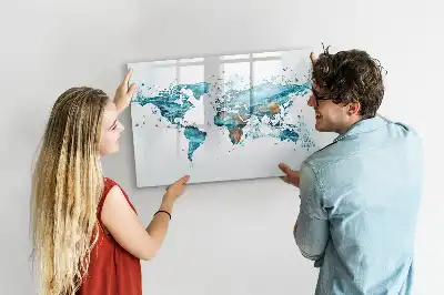 Wodna mapa świata tablica magnetyczna do pisania