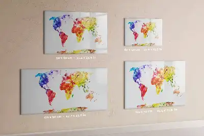 Akwarelowa mapa świata w wersji tablicy magnetycznej z pisakiem