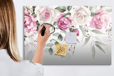 Tablica magnetyczna z pisakiem wzór akwarelowe róże