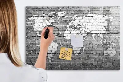 Tablica magnetyczna z nadrukiem mapy świata na cegle