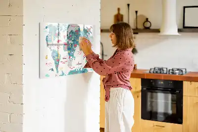 Obrazkowa mapa świata tablica magnetyczna z pisakiem