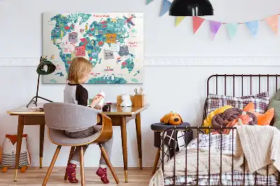 Obrazkowa mapa świata tablica magnetyczna z pisakiem