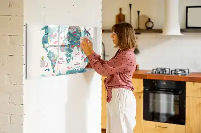 Obrazkowa mapa świata tablica magnetyczna z pisakiem