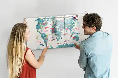Obrazkowa mapa świata tablica magnetyczna z pisakiem