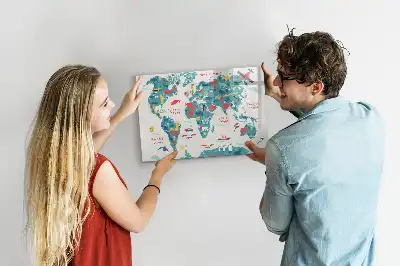 Obrazkowa mapa świata tablica magnetyczna z pisakiem