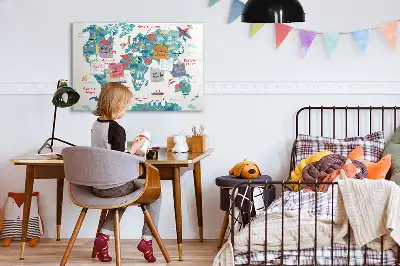 Obrazkowa mapa świata tablica magnetyczna z pisakiem