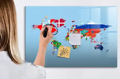 Mapa z flagami tablica magnetyczna do pisania