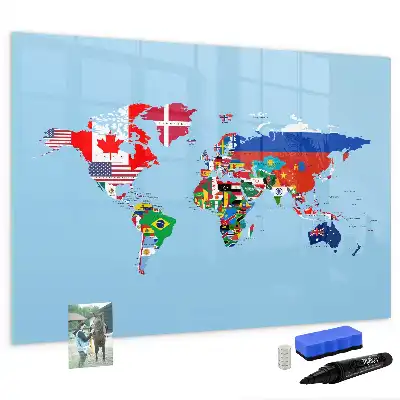 Mapa z flagami tablica magnetyczna do pisania