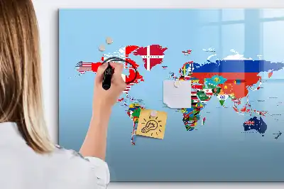 Mapa z flagami tablica magnetyczna do pisania