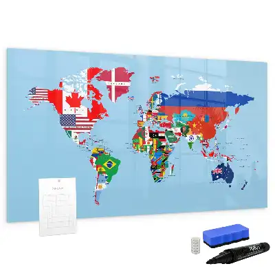 Mapa z flagami tablica magnetyczna do pisania