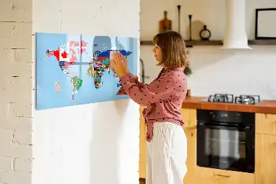 Mapa z flagami tablica magnetyczna do pisania