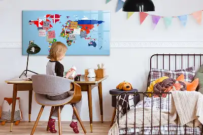 Mapa z flagami tablica magnetyczna do pisania
