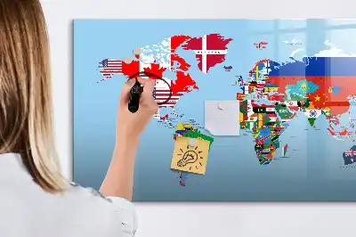 Mapa z flagami tablica magnetyczna do pisania