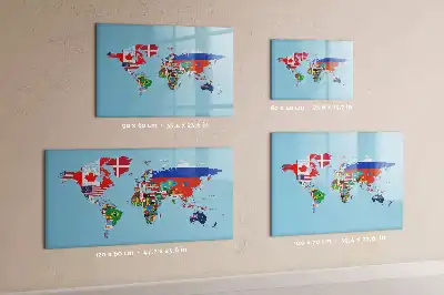 Mapa z flagami tablica magnetyczna do pisania
