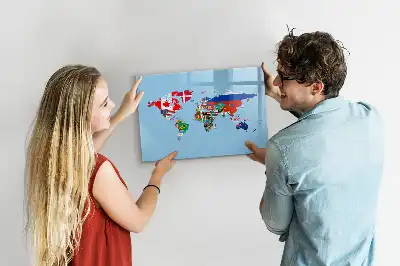 Mapa z flagami tablica magnetyczna do pisania