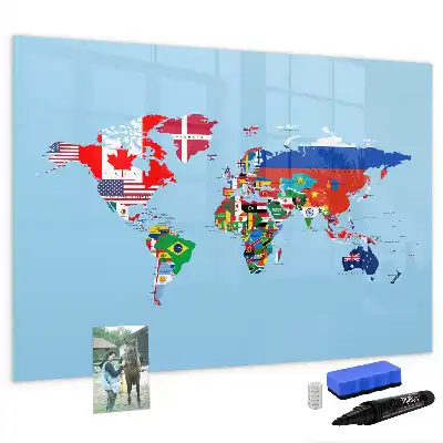 Mapa z flagami tablica magnetyczna do pisania