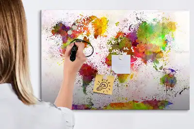 Akwarelowa mapa świata z tablicą magnetyczną i pisakiem