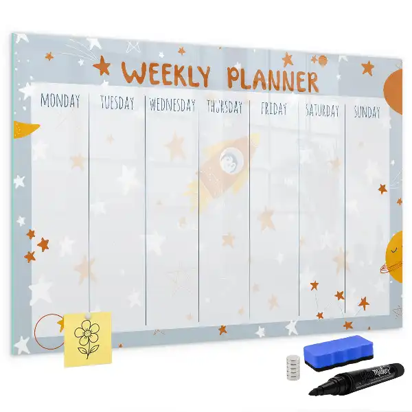 Planer tygodniowy z tablicą magnetyczną i pisakiem