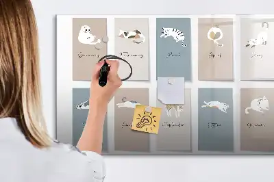 Tablica magnetyczna z pisakiem wzór koci kalendarz